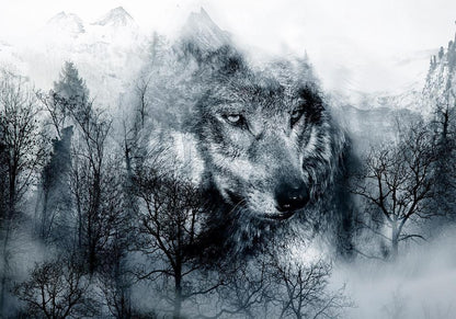 Wall Mural - Mountain Predator (Black and White)-Wall Murals-ArtfulPrivacy