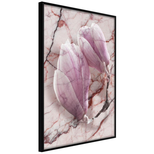 Botanical Wall Art - Magnolia on Marble Background-artwork for wall with acrylic glass protection