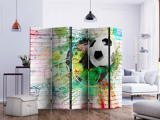 Decorative partition-Room Divider - Colourful Sport II-Folding Screen Wall Panel by ArtfulPrivacy