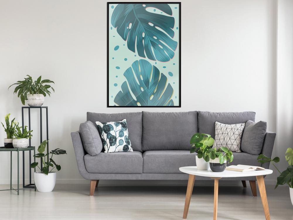 Botanical Wall Art - Pastel Monstera Leaves-artwork for wall with acrylic glass protection