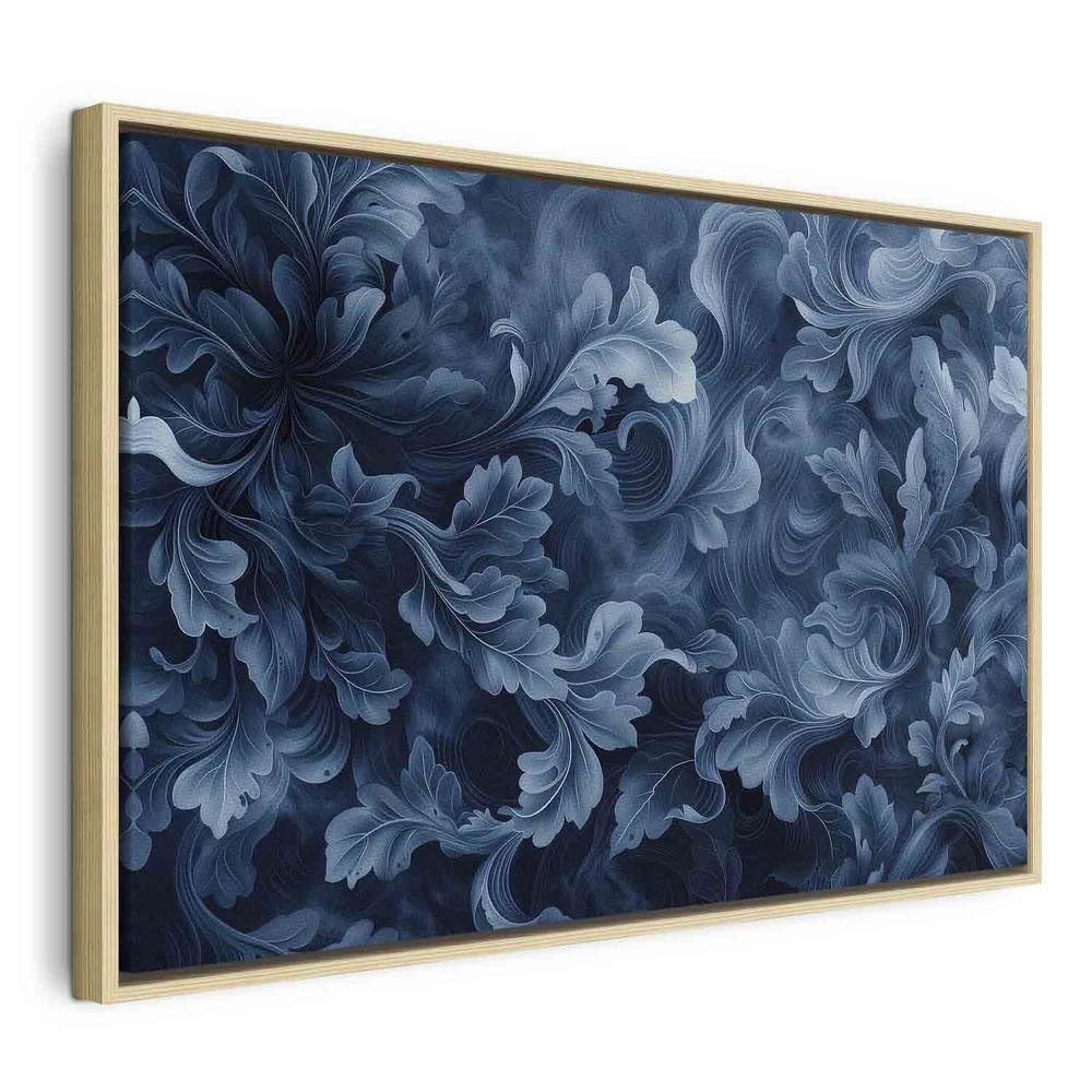 Canvas Print - Abstract Ornaments Dark Blue Victorian Leaves