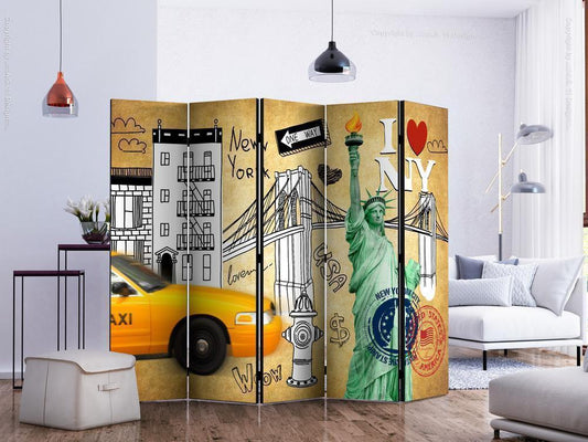 Decorative partition-Room Divider - One way - New York II-Folding Screen Wall Panel by ArtfulPrivacy