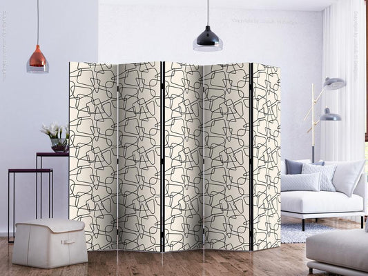 Decorative partition-Room Divider - Rounded Geometry II-Folding Screen Wall Panel by ArtfulPrivacy