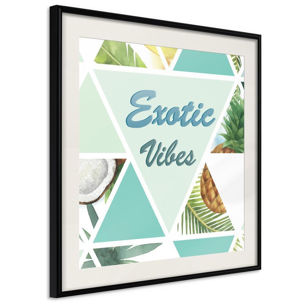 Typography Framed Art Print - Tropical Mosaic (Square)-artwork for wall with acrylic glass protection