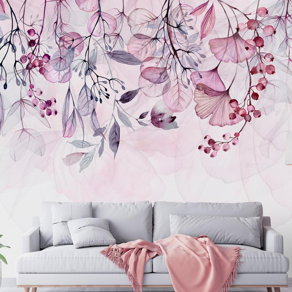 Wall Mural - Foggy Nature - Pink-Wall Murals-ArtfulPrivacy