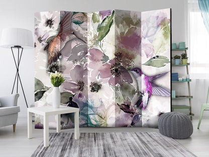 Decorative partition-Room Divider - Nature in Watercolor II-Folding Screen Wall Panel by ArtfulPrivacy