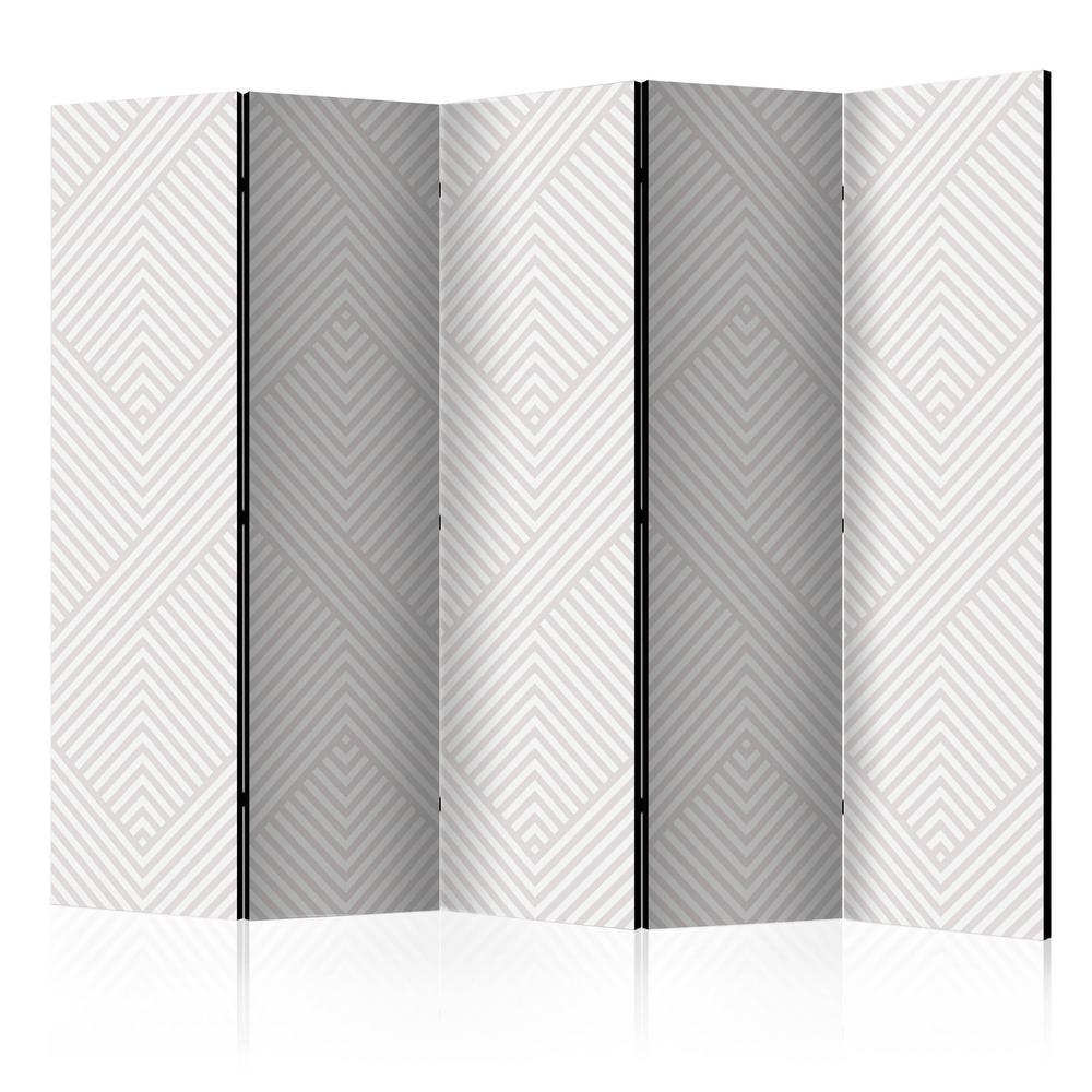 Room Divider - Broken Lines II- A 5 Panel Folding Screen For Living rooms, bedrooms or home office, decorative folding screen made with wood and canvas