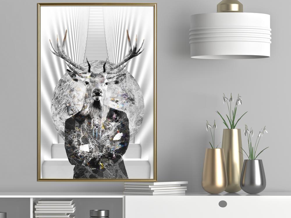 Black and White Framed Poster - Herd Leader-artwork for wall with acrylic glass protection
