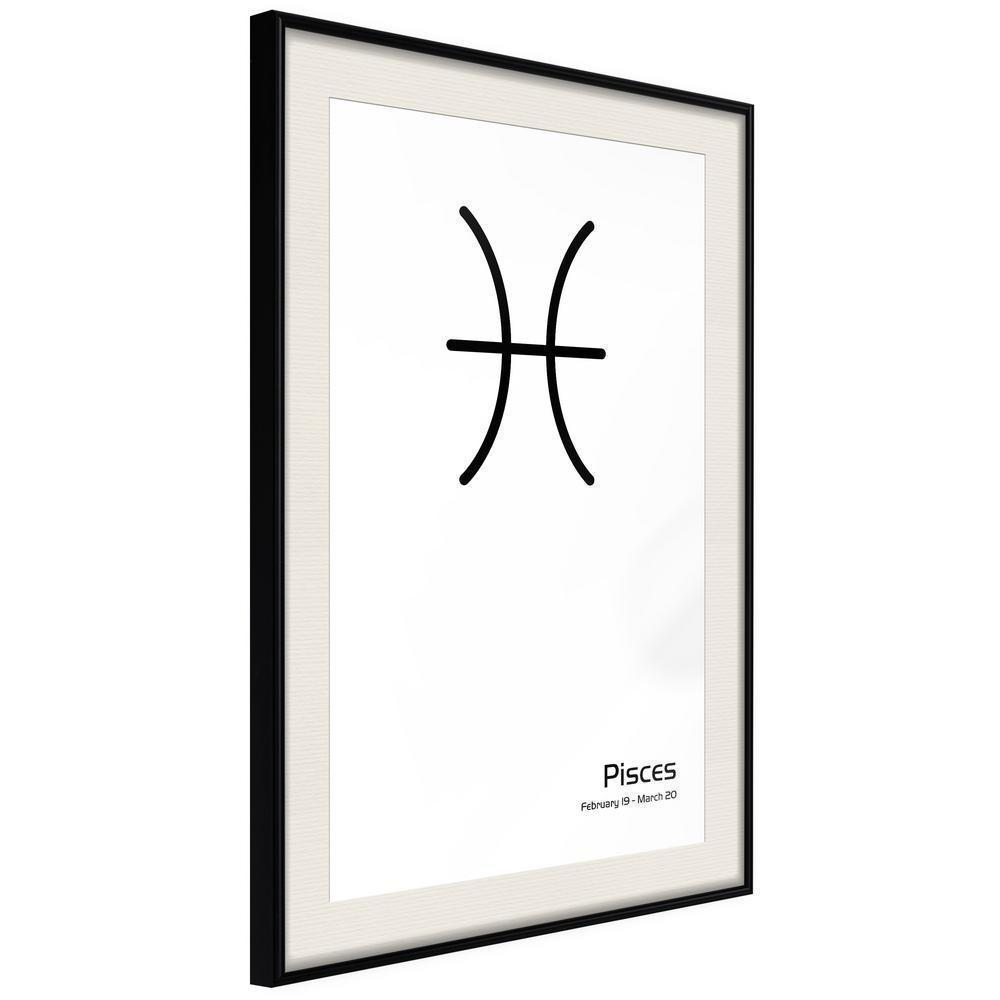 Typography Framed Art Print - Zodiac: Pisces II-artwork for wall with acrylic glass protection