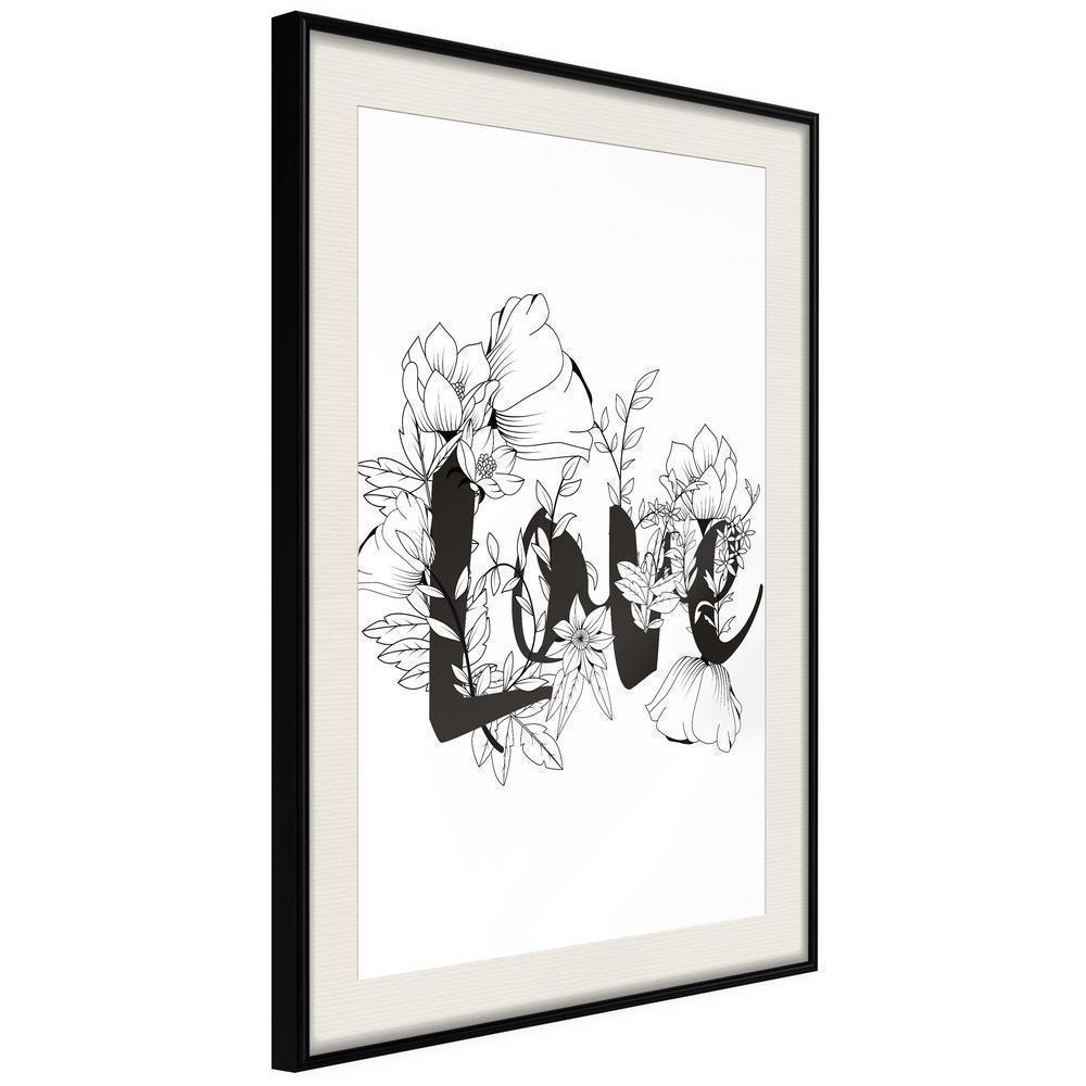 Typography Framed Art Print - Blossoming Love-artwork for wall with acrylic glass protection
