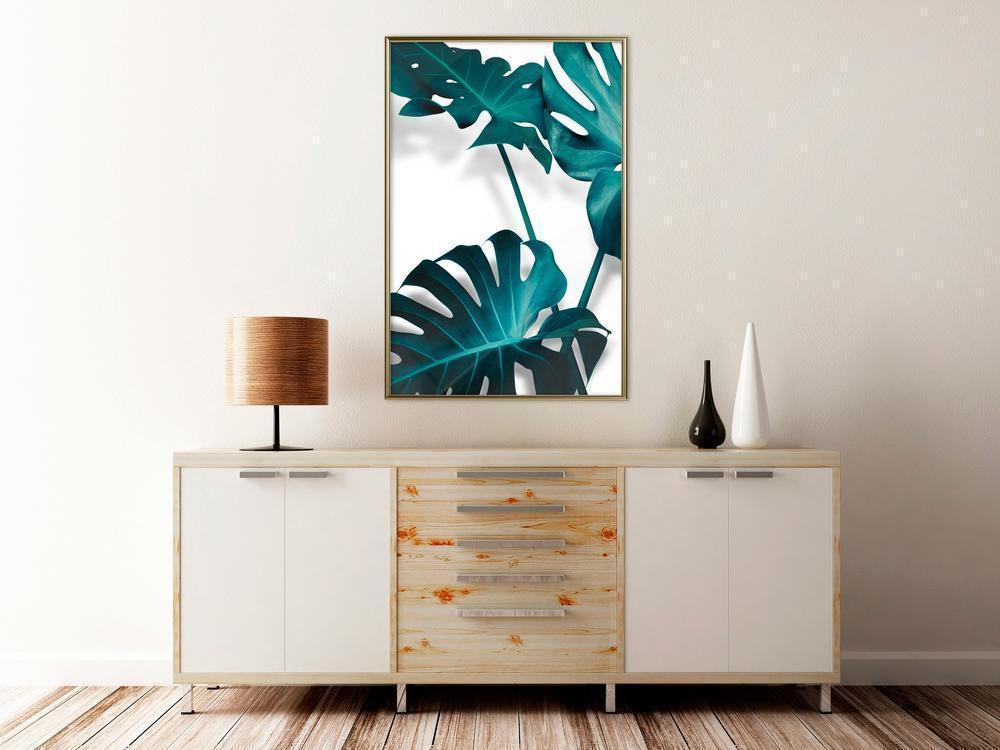 Botanical Wall Art - Turquoise Monstera II-artwork for wall with acrylic glass protection