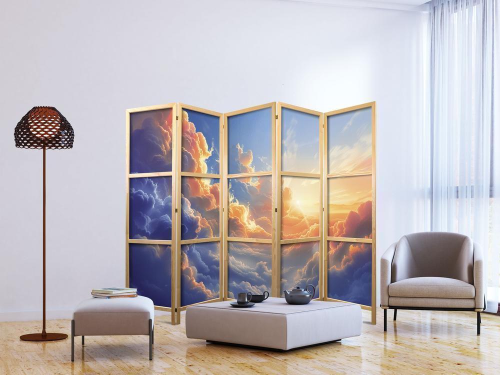 Japanese Room Divider - Sunset Over a Cloudy Sea: A Wonderful Symphony of Colors