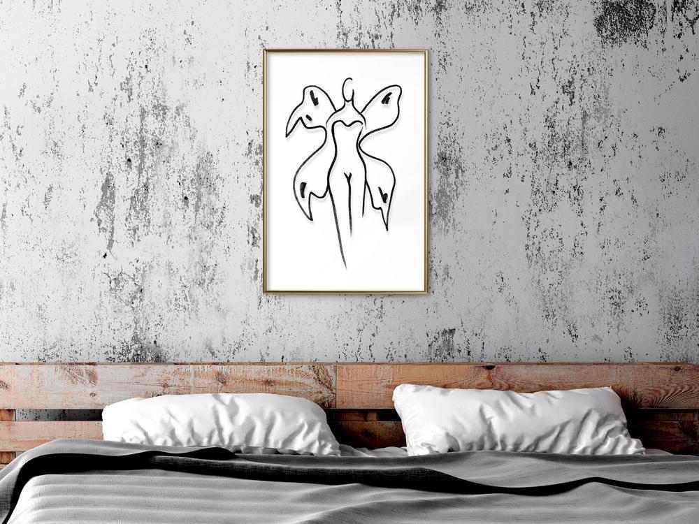 Black and White Framed Poster - Delicate Feminity-artwork for wall with acrylic glass protection