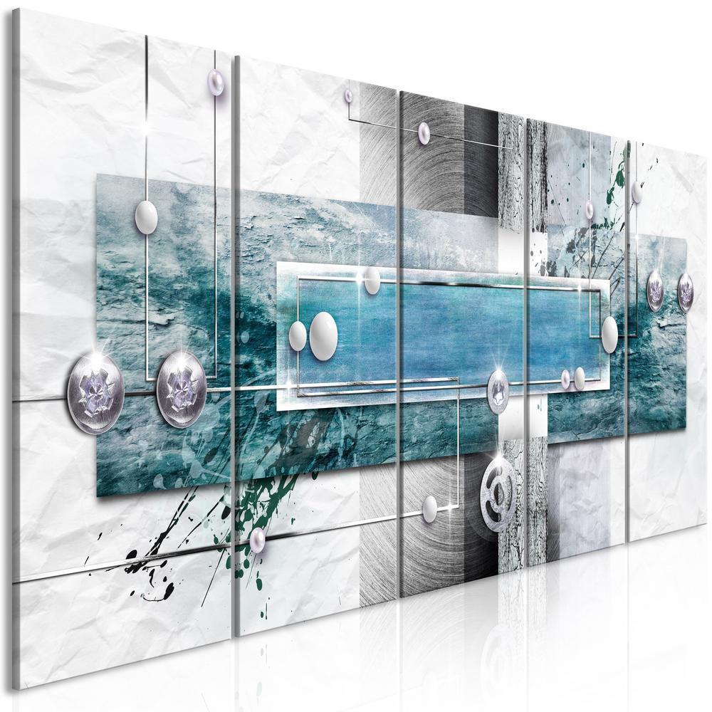 Canvas Print - Mysterious Mechanism (5 Parts) Narrow Blue-ArtfulPrivacy-Wall Art Collection