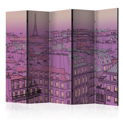 Room Divider - Friday evening in Paris II- A 5 Panel Folding Screen For Living rooms, bedrooms or home office, decorative folding screen made with wood and canvas