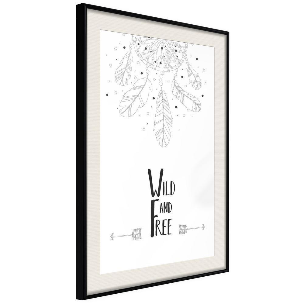 Typography Framed Art Print - Free Spirit-artwork for wall with acrylic glass protection