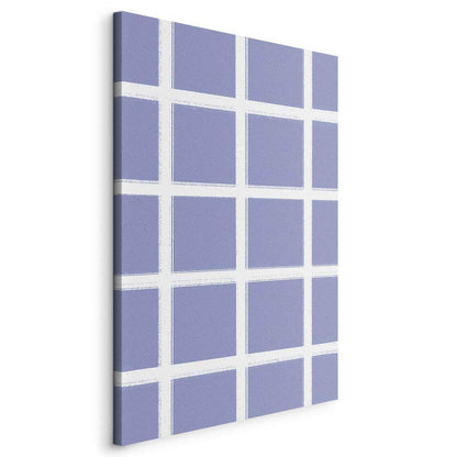 Canvas Print - Lines and Symmetry - Expressive White Grid on a Blue Background