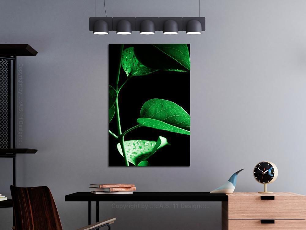 Canvas Print - Plant in Black (1 Part) Vertical-ArtfulPrivacy-Wall Art Collection