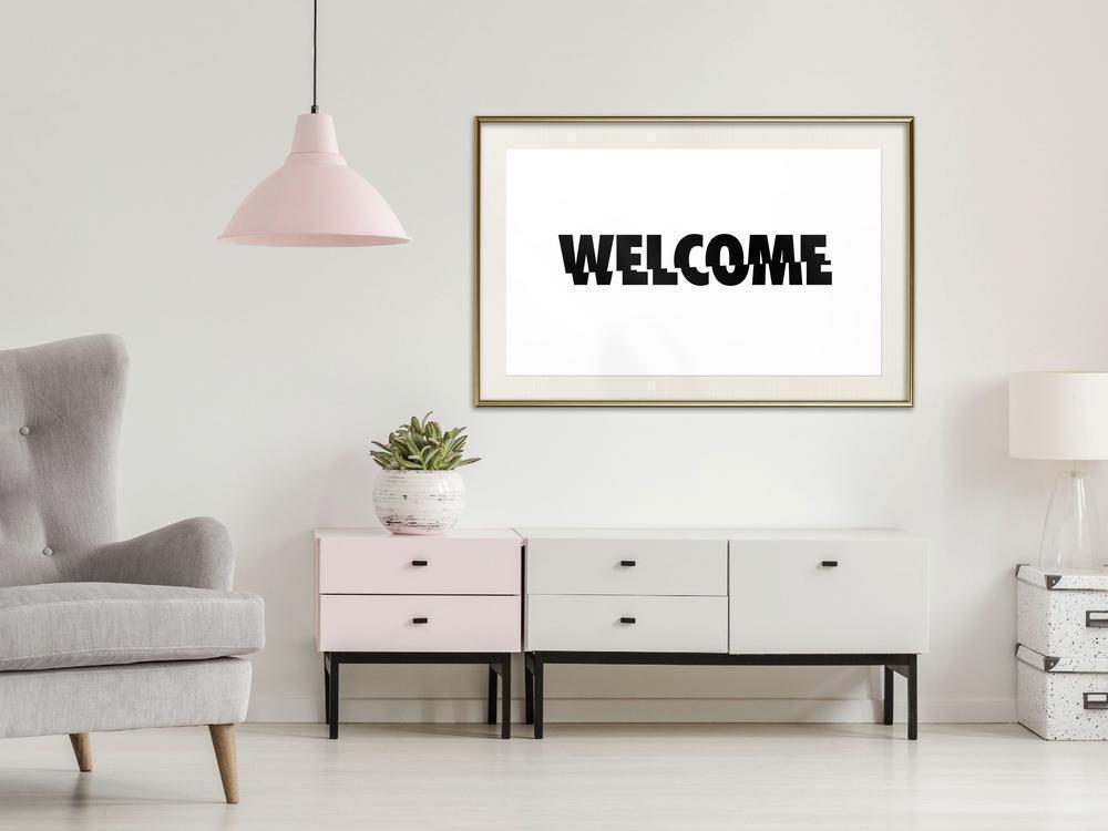 Typography Framed Art Print - Welcome-artwork for wall with acrylic glass protection