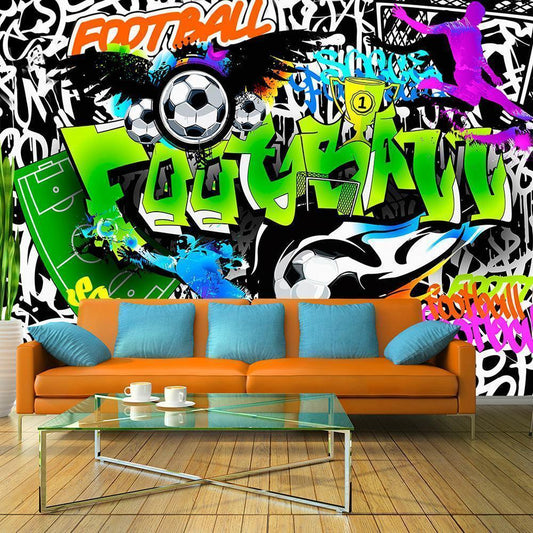 Wall Mural - Football Graffiti-Wall Murals-ArtfulPrivacy