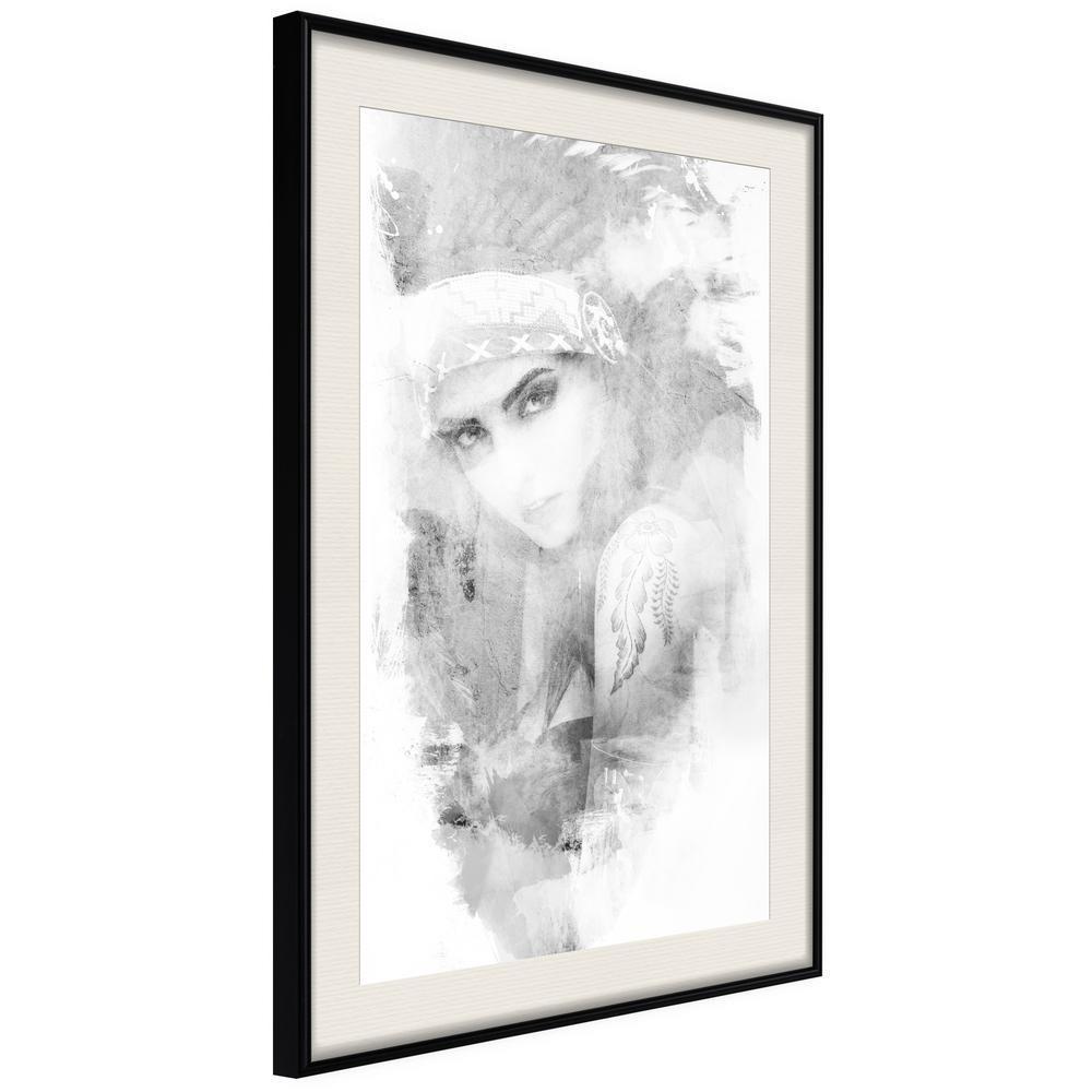 Black and White Framed Poster - Mysterious Look (Grey)-artwork for wall with acrylic glass protection