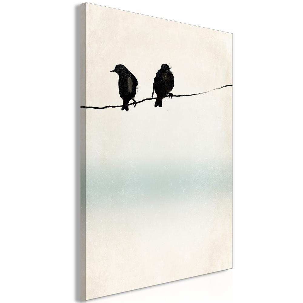 Canvas Print - Frozen Sparrows (1 Part) Vertical-ArtfulPrivacy-Wall Art Collection
