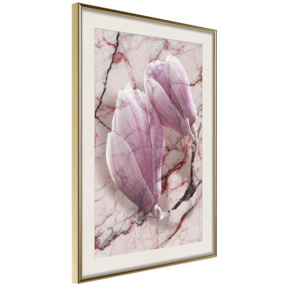 Botanical Wall Art - Magnolia on Marble Background-artwork for wall with acrylic glass protection