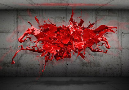 Wall Mural - Red Ink Blot-Wall Murals-ArtfulPrivacy