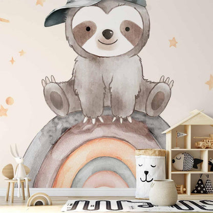 Wall Mural - Little Sloth Among Stars and Rainbows