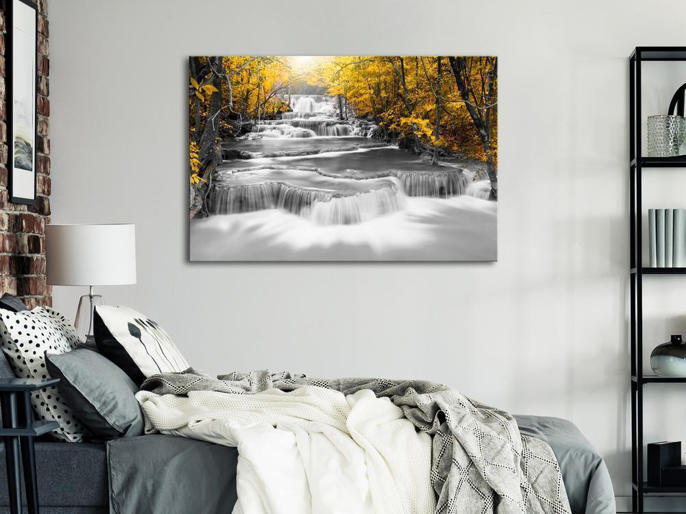 Canvas Print - Cascade of Thoughts (1 Part) Wide Yellow-ArtfulPrivacy-Wall Art Collection