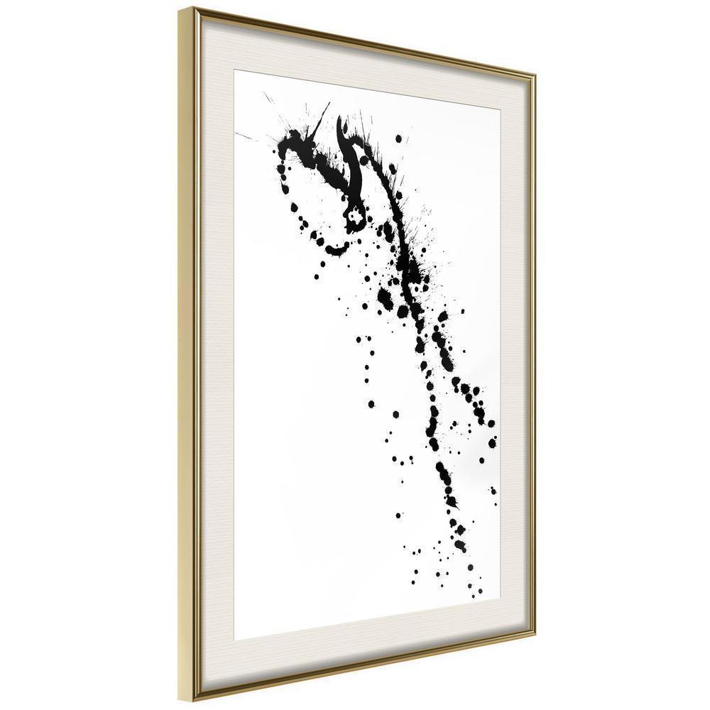 Black and White Framed Poster - Ink Splash-artwork for wall with acrylic glass protection