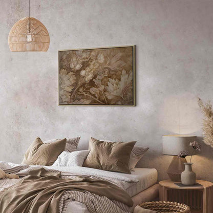 Canvas Print - Floral Ornaments Carved in Delicate Sepia and Brown Shades