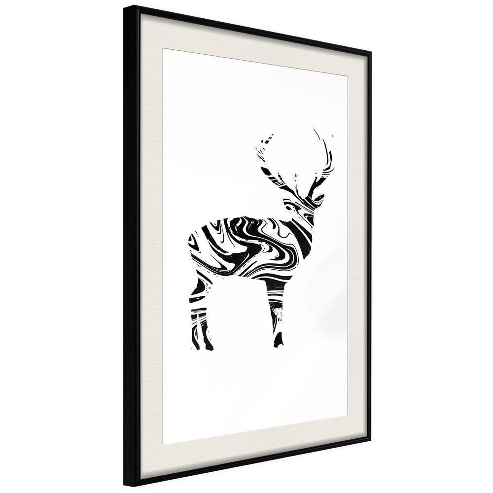 Black and White Framed Poster - Marble Stag-artwork for wall with acrylic glass protection