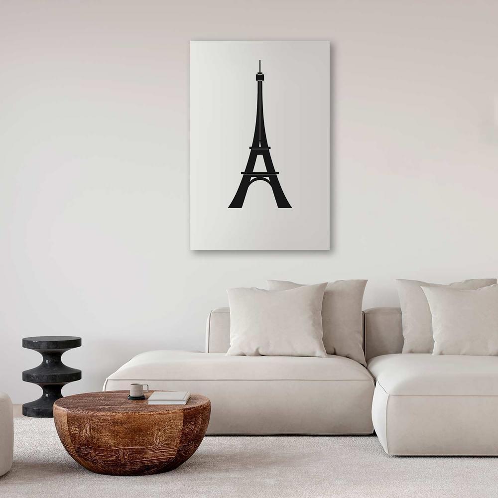 Canvas Print - Eiffel Tower Simple Graphics in Black and White