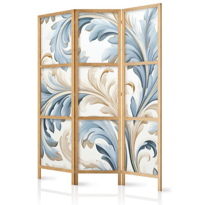 Japanese Room Divider - Baroque Ornaments in Light - Cream-Blue Colors