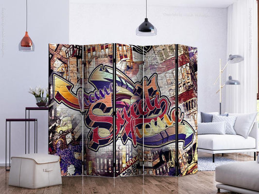 Decorative partition-Room Divider - Cool Graffiti II-Folding Screen Wall Panel by ArtfulPrivacy