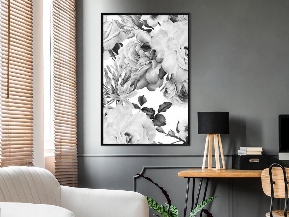 Botanical Wall Art - Black and White Nature-artwork for wall with acrylic glass protection