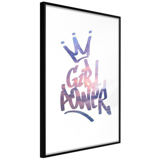 Typography Framed Art Print - Girl Power-artwork for wall with acrylic glass protection