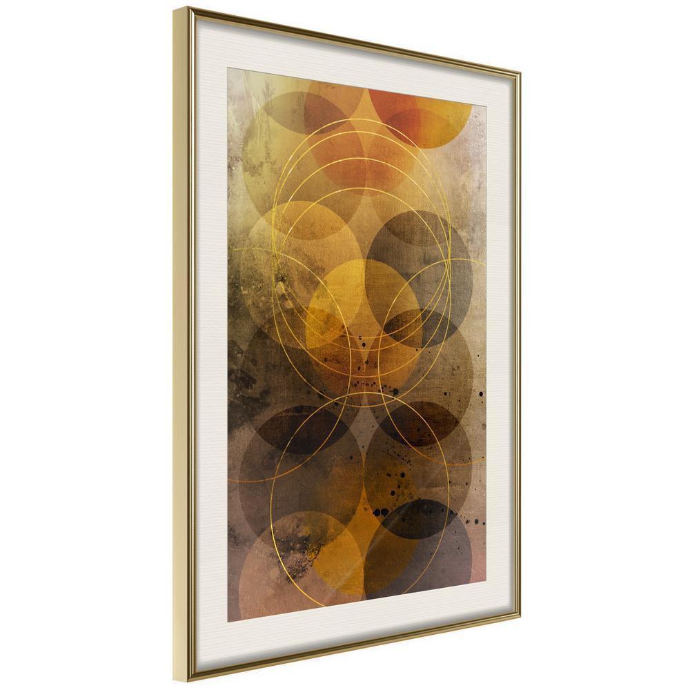 Autumn Framed Poster - Golden Circles-artwork for wall with acrylic glass protection