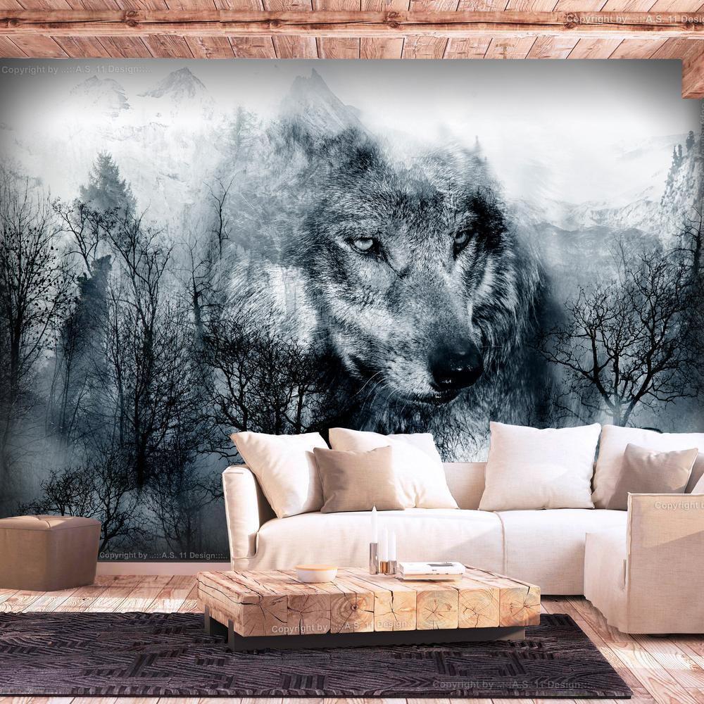 Wall Mural - Mountain Predator (Black and White)-Wall Murals-ArtfulPrivacy