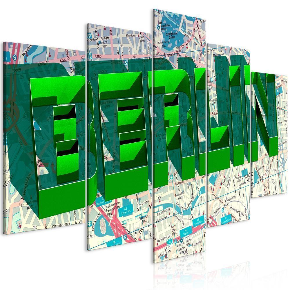 Canvas Print - Green Berlin (5 Parts) Wide-ArtfulPrivacy-Wall Art Collection