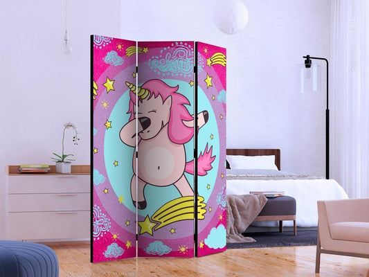 Decorative partition-Room Divider - Dancing Unicorn-Folding Screen Wall Panel by ArtfulPrivacy