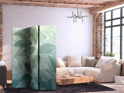 Room Divider - Large Leaves in Green-Mint Shades - Botanical Motif