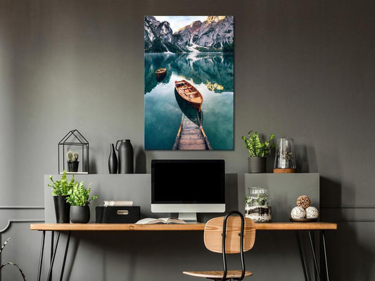 Canvas Print - Boats In Dolomites (1 Part) Vertical-ArtfulPrivacy-Wall Art Collection