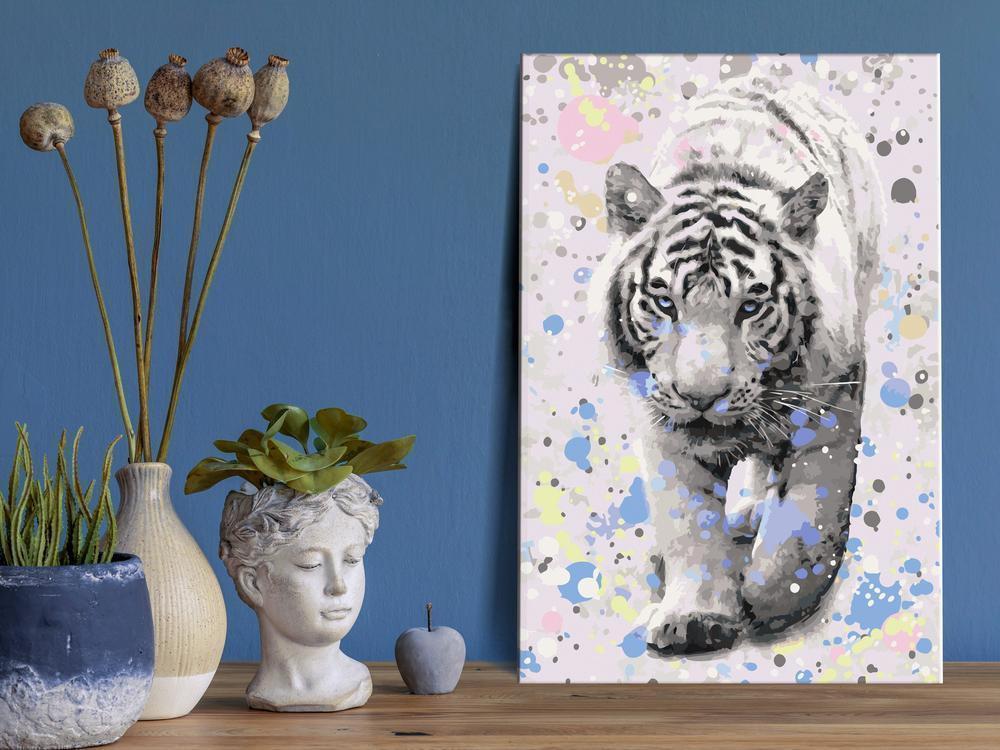 Start learning Painting - Paint By Numbers Kit - White Tiger - new hobby