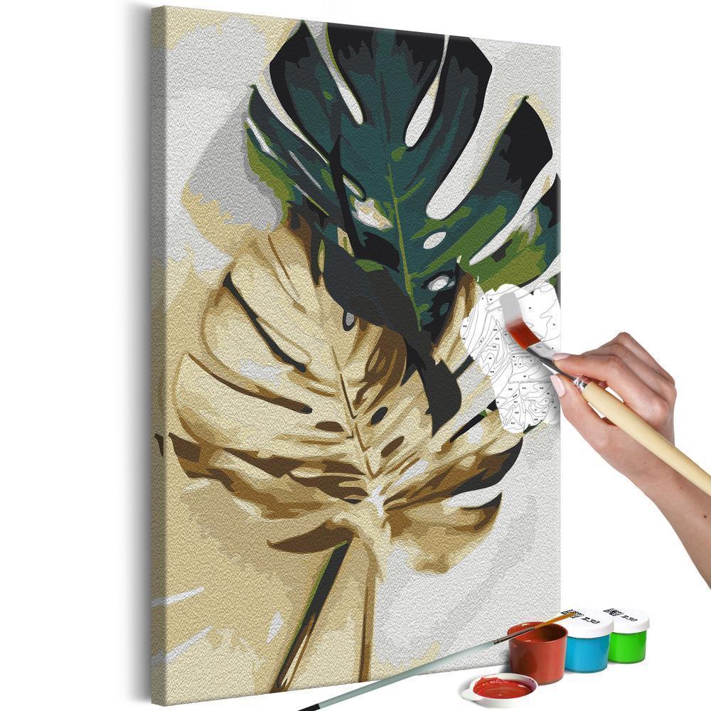 Start learning Painting - Paint By Numbers Kit - Golden Monstera - new hobby