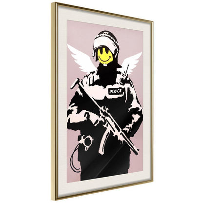 Urban Art Frame - Banksy: Flying Copper-artwork for wall with acrylic glass protection