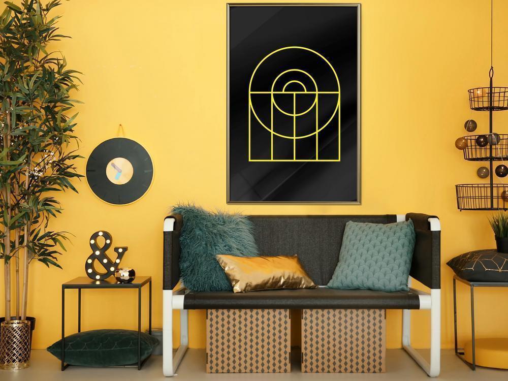 Abstract Poster Frame - Yellow Lines-artwork for wall with acrylic glass protection