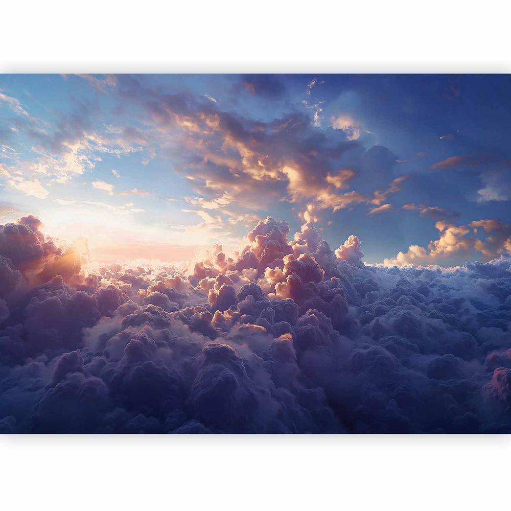 Wall Mural - The Sun in Hiding: The Golden Face of the Sky Over a Cloudy Sea