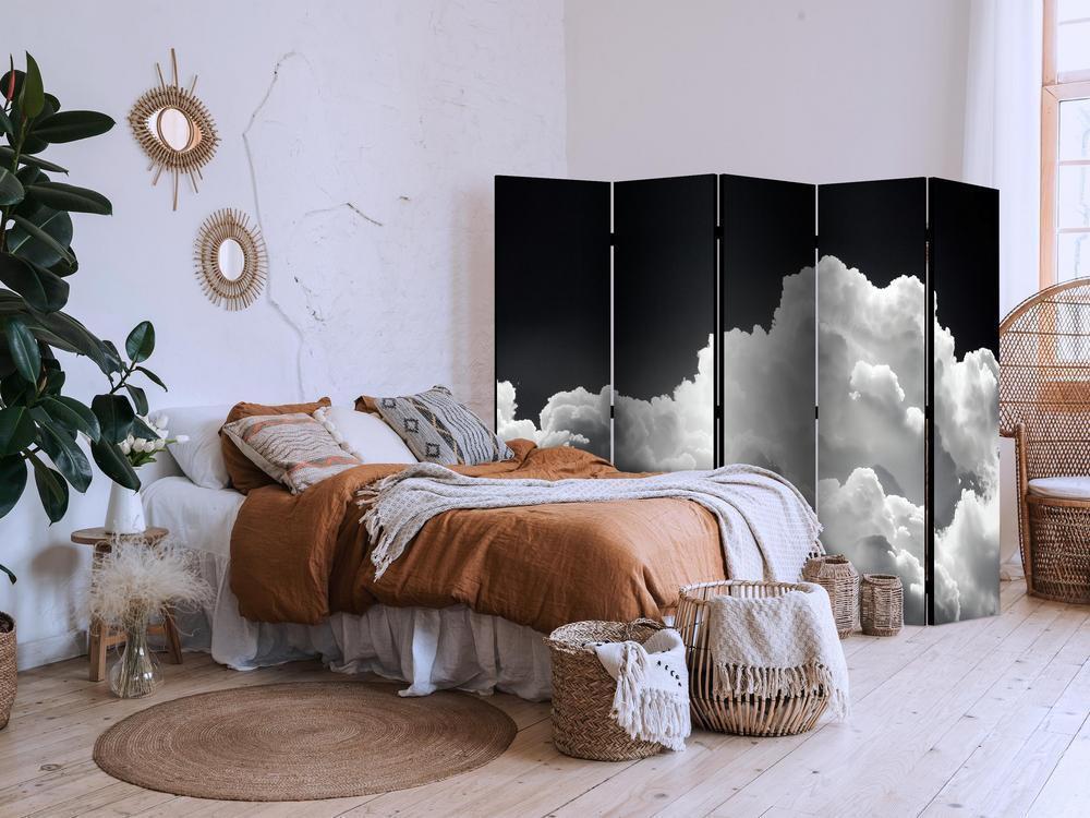 Room Divider - Discover the Endless Game of Sunlight – Clouds and Shadows in the Sky- A 5 Panel Folding Screen For Living rooms, bedrooms or home office, decorative folding screen made with wood and canvas